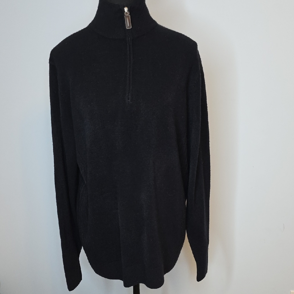 Oscar de la Renta Men's Dark Blue Navy Zip-Up Sweater